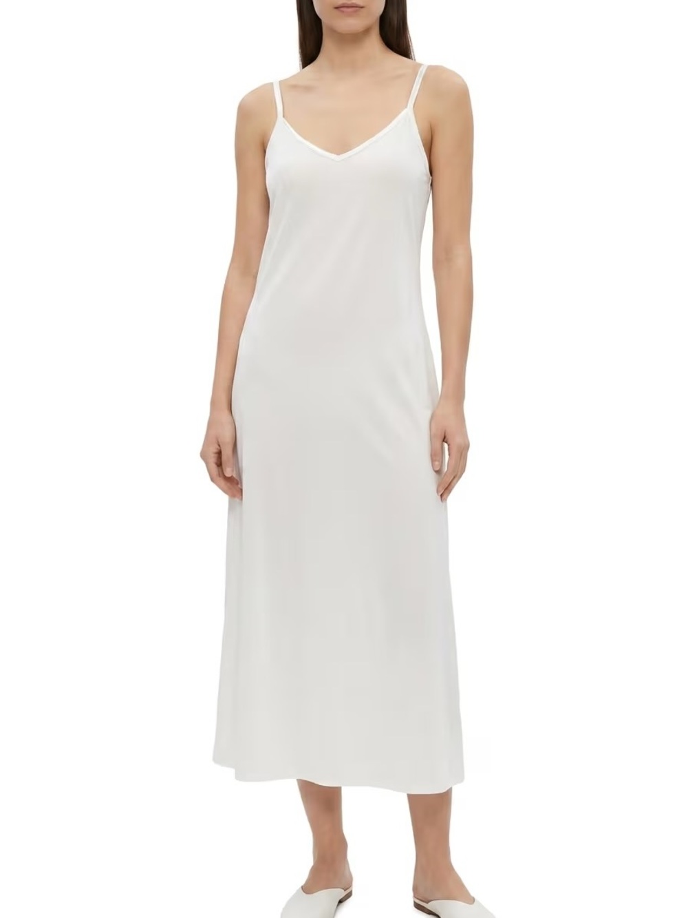 Vintage Vanity Fair Slip Dress L White Silky Satin Spaghetti Strap Minimal Chic